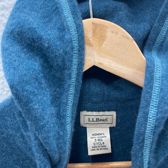 LL Bean Sweater Womens Small Blue Cashmere Hoodie Cardigan Preppy Casual Cozy - Picture 5 of 8